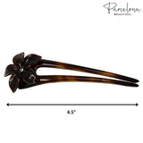 Parcelona French Belle Flower Shell Chignon Celluloid Hair U Stick Pin