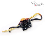 Parcelona French Rose Flower Twist N Clip Cellulose Hair Barrette for Women