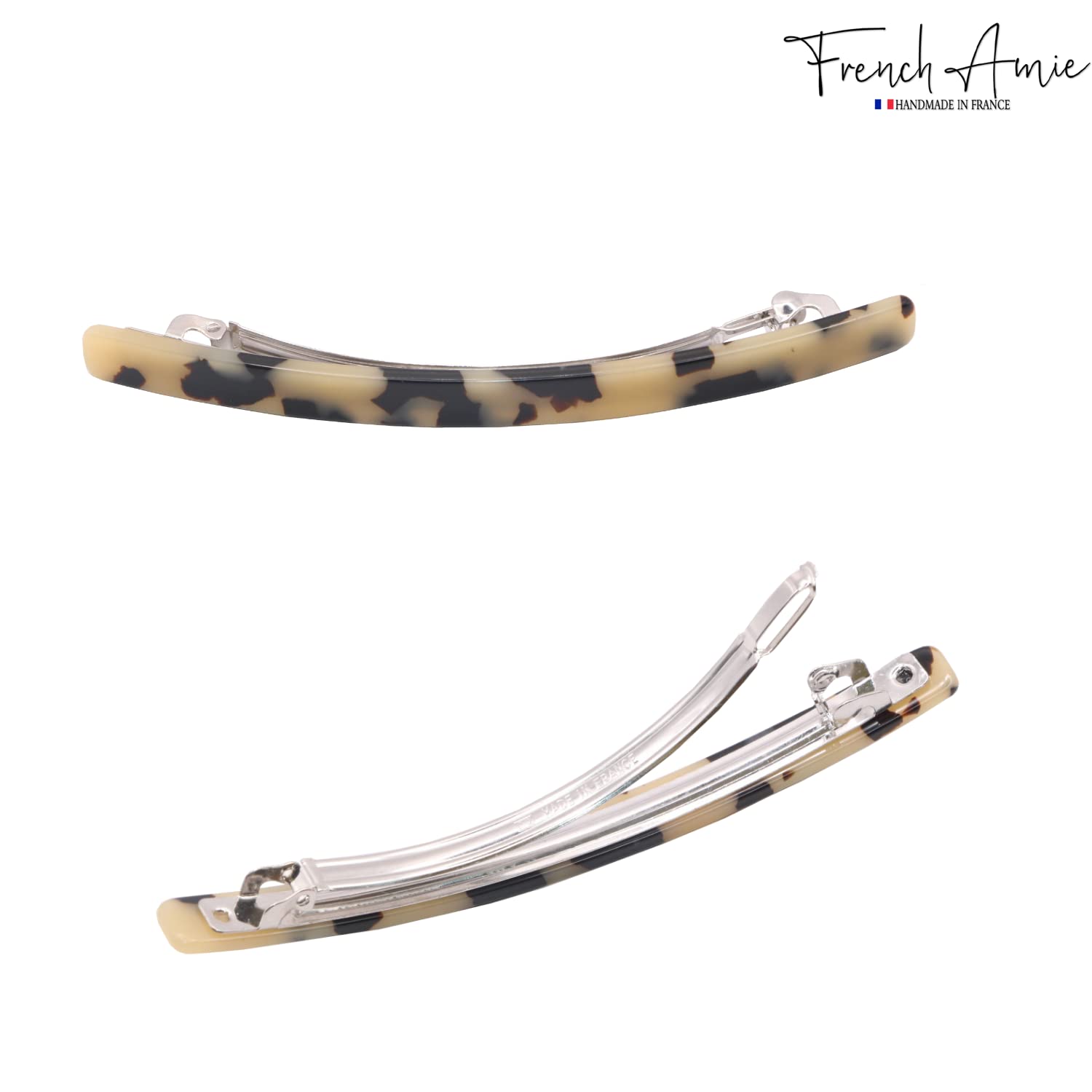 French Amie Long And Thin Large 4” Cellulose Handmade Hair Clip Barrette