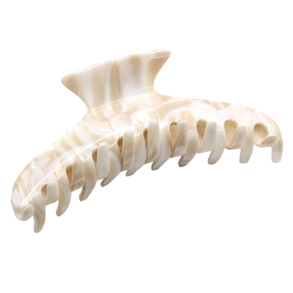 French Amie Curved Extra Large Narrow Ivory Handmade Long Hair Claw Clip