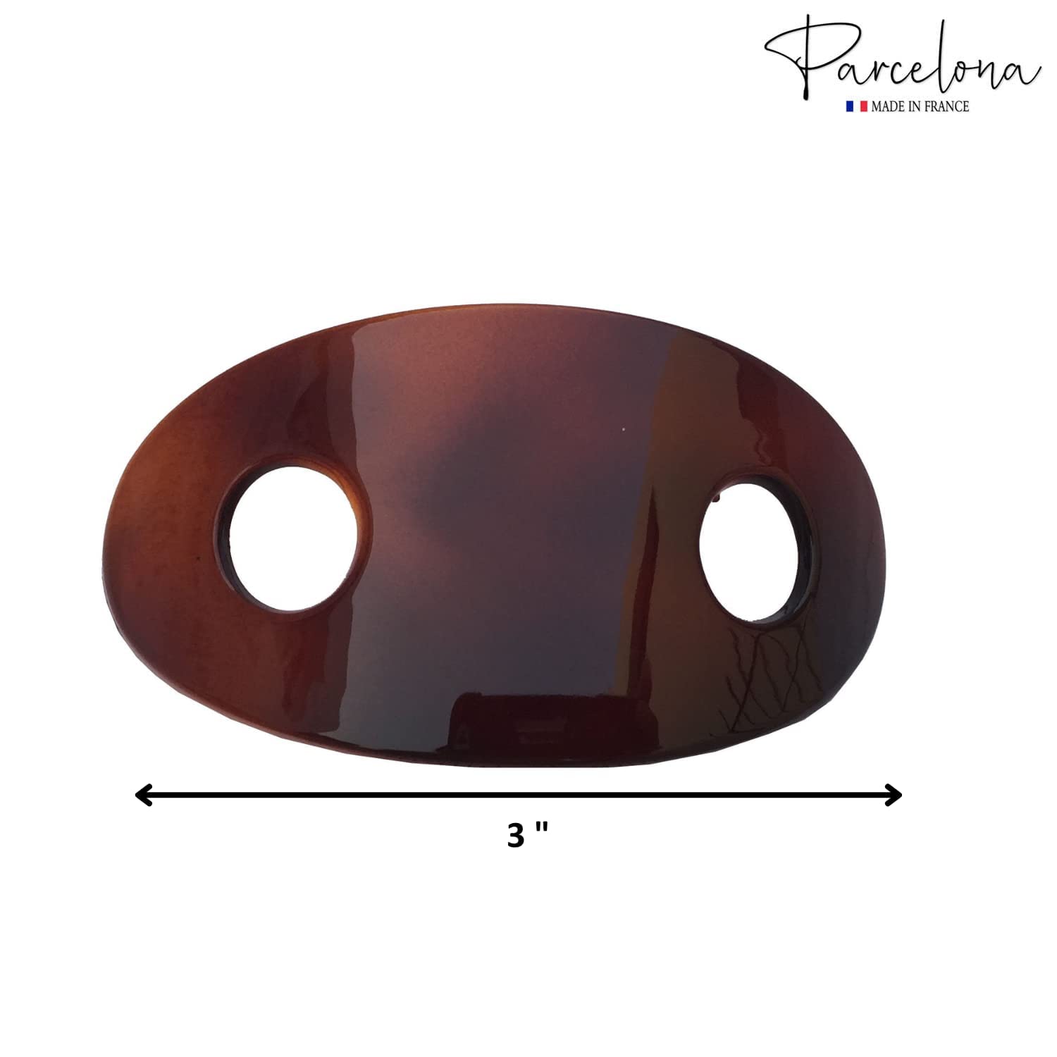 Parcelona French Classic Oval Shell Cellulose Hair Barrette with Stick for Women
