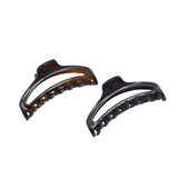 Parcelona French Slim Small Shell & Black Set of 2 Celluloid Jaw Hair Clips