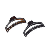 Parcelona French Slim Small Set of 2 Shell & Black Celluloid Jaw Hair Claw Clip