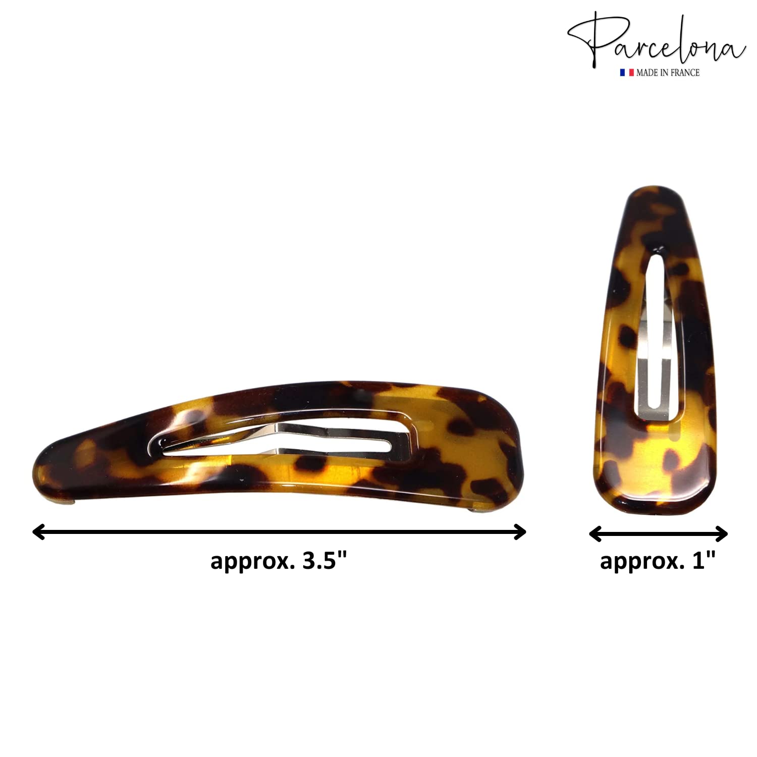Parcelona French Clic Clac Extra Large Cellulose Snap Hair Pins for Women(2 Pcs)