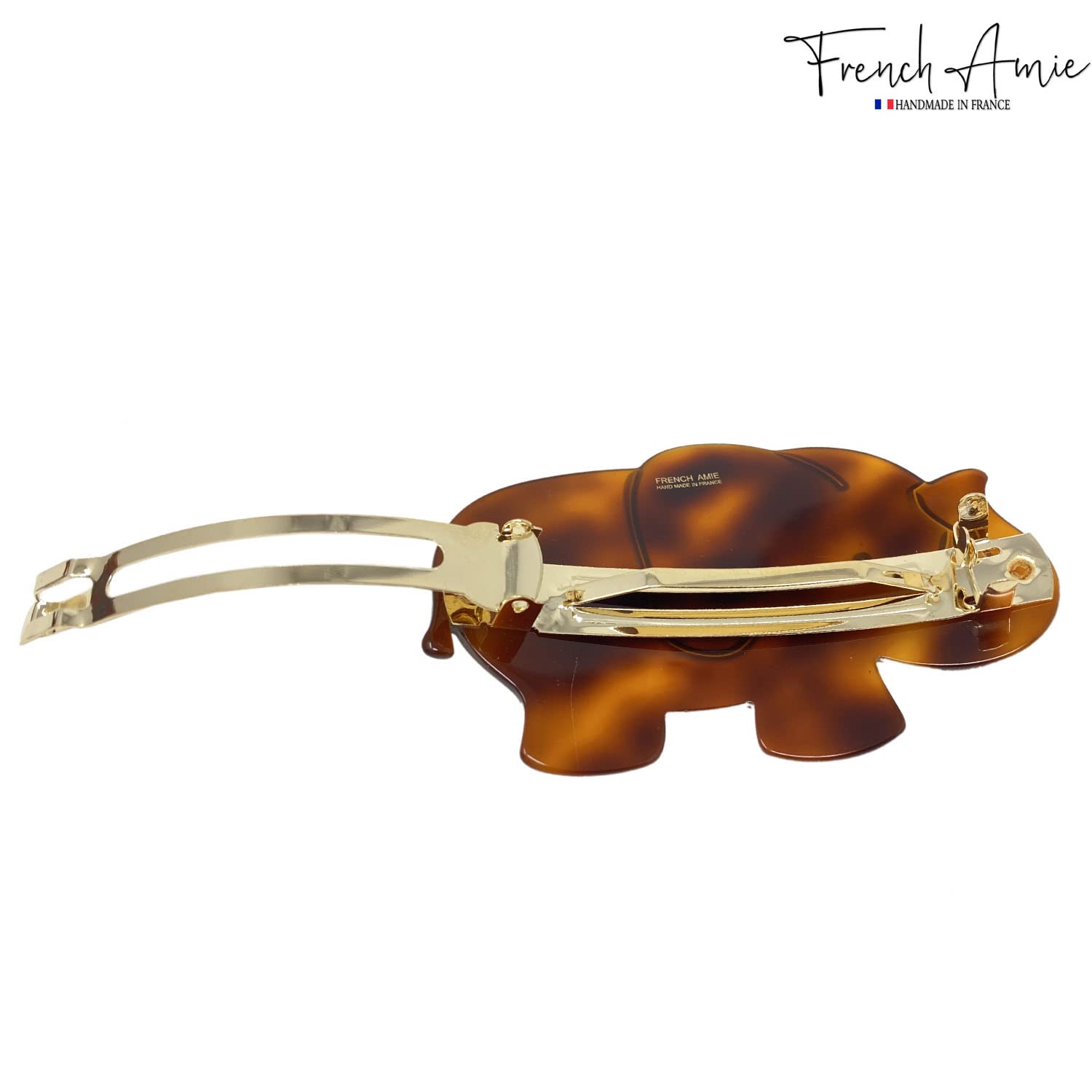 French Amie Elephant Crystal Shell Cellulose Handmade Hair Barrette for Women