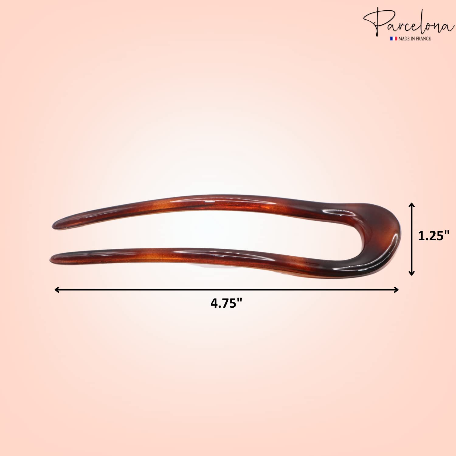 Parcelona French U Shaped Prong Large Chignon Cellulose Acetate Hair Pins 2Pcs