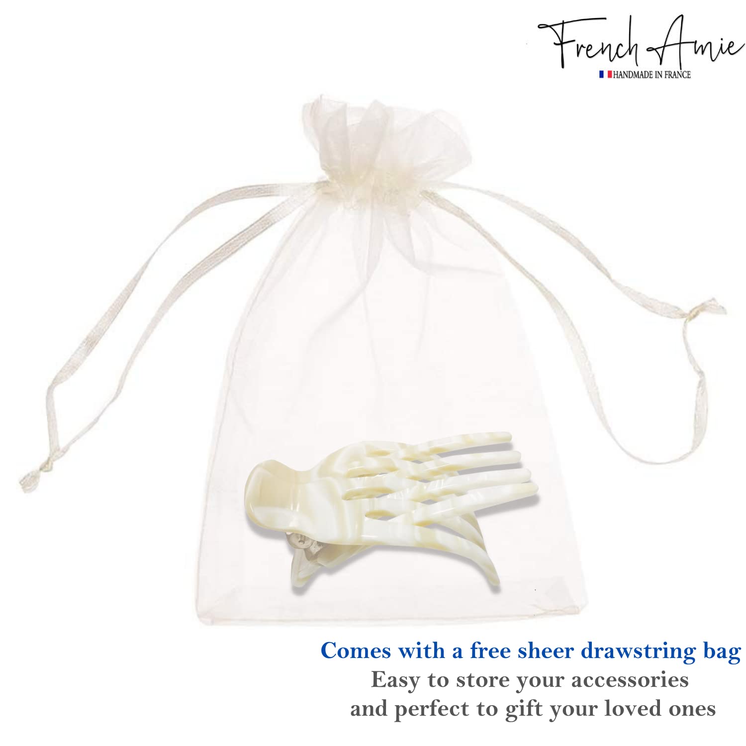 French Amie Bear Paw Small 2 ¾” Cellulose Handmade Yoga Jaw Hair Claw for Women