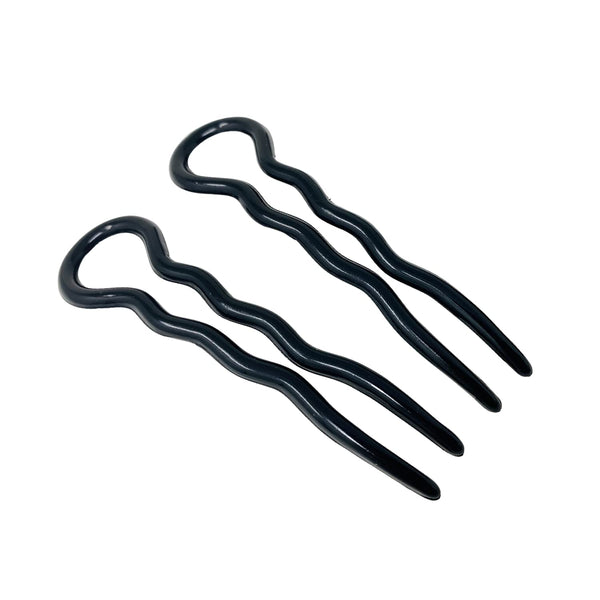 Parcelona French Sleek 3 1/2" Celluloid Wavy U Shaped Hair Pin Pack of 2 or 3