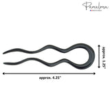 Parcelona French Black 4 Inch Large 2 Pins Wavy Crink U Shaped Hair Pin