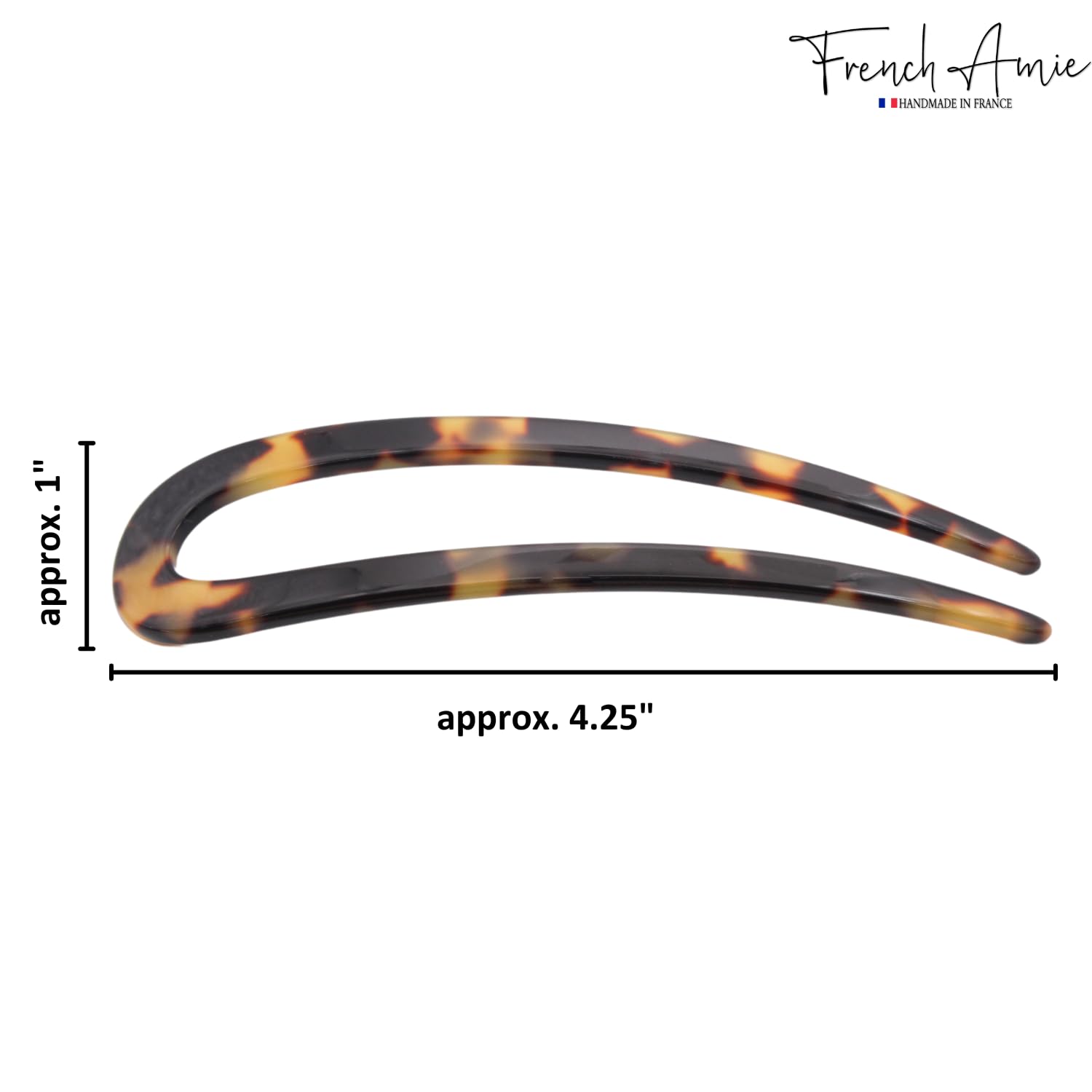 French Amie Slick Large Handmade Cellulose Chignon U Hair Pin Stick for Women