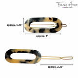 French Amie Mini Oval 2” Celluloid Handmade Snap Tige Boule Hair Clips