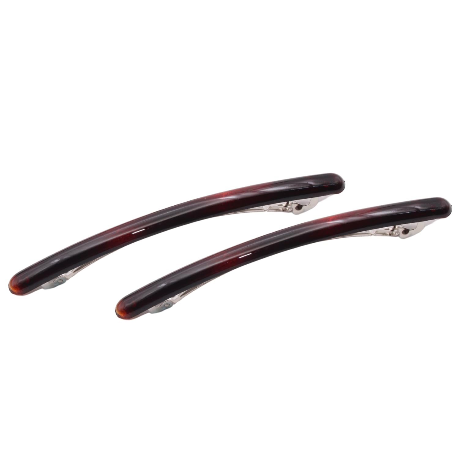 Parcelona French Skinny Rounded Large Celluloid Hair Barrettes for Women(2 Pcs)