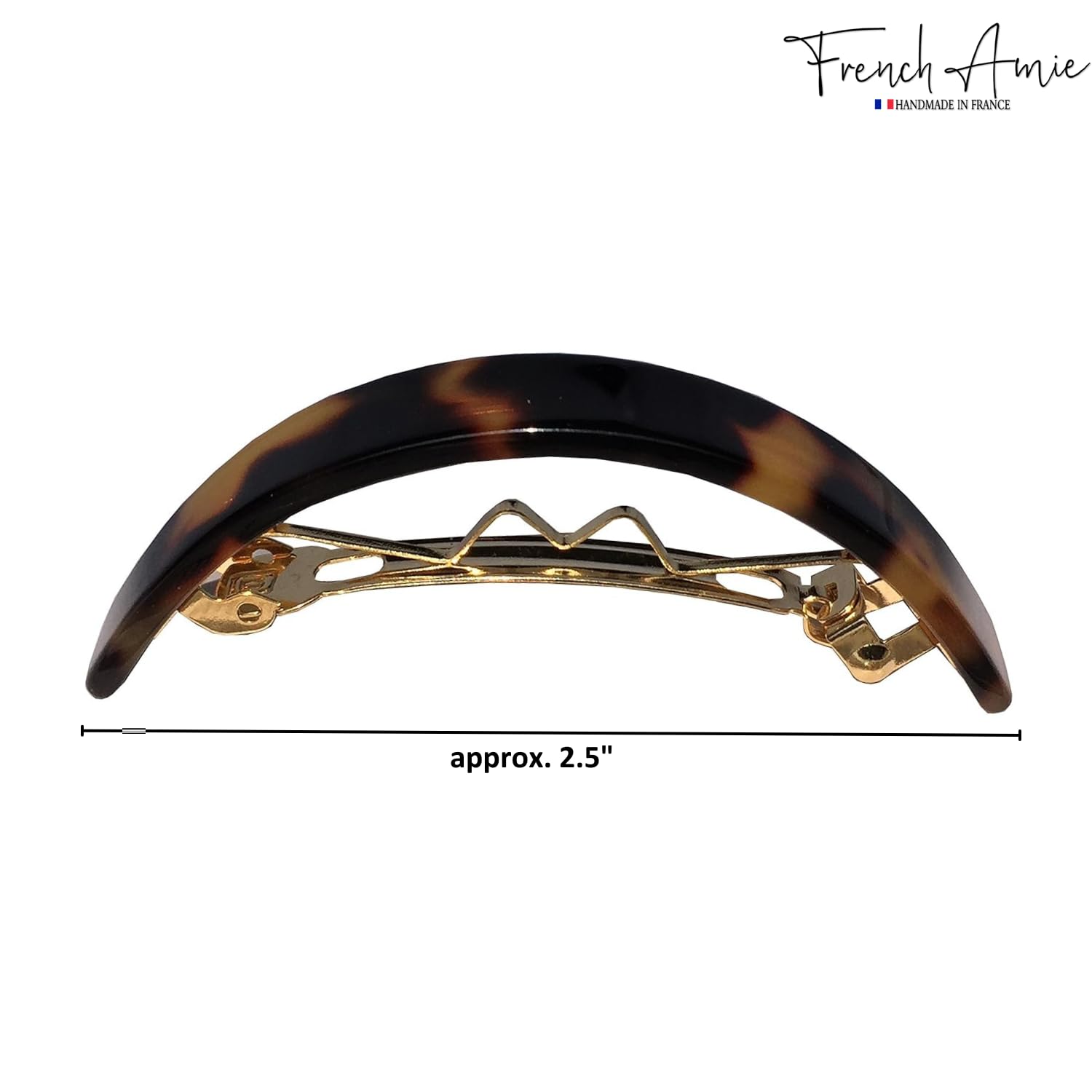 French Amie Curved Small Cellulose Handmade Hair Barrette for Women and Girls