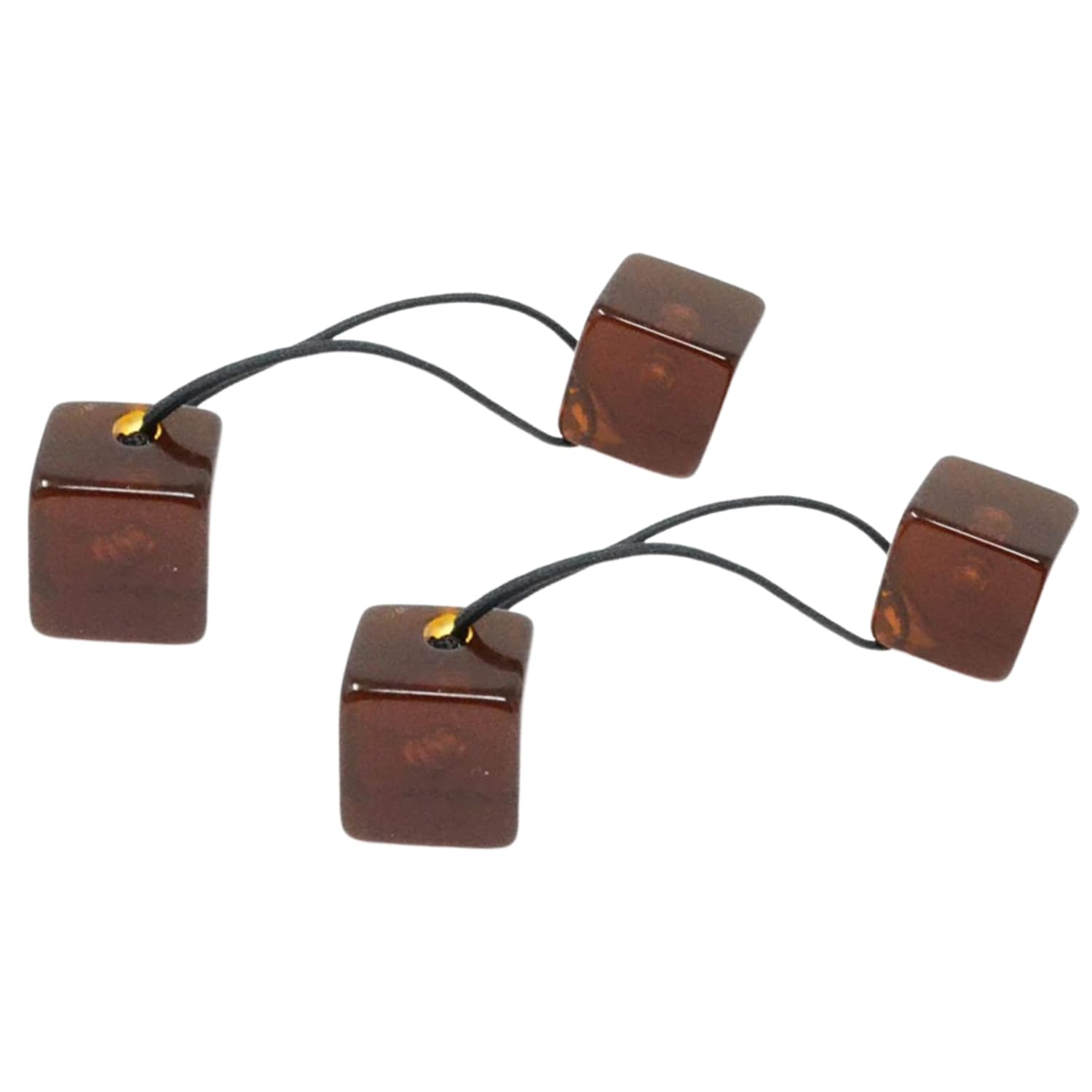 Parcelona French Twin Cube Small Celluloid Acetate Elastic Hair Ties (2 Pcs)