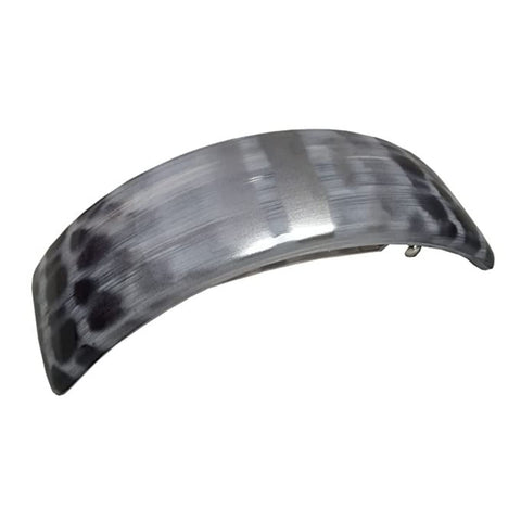 Parcelona French Curved Silver Grey Black Hand Painted Celluloid Hair Barrette