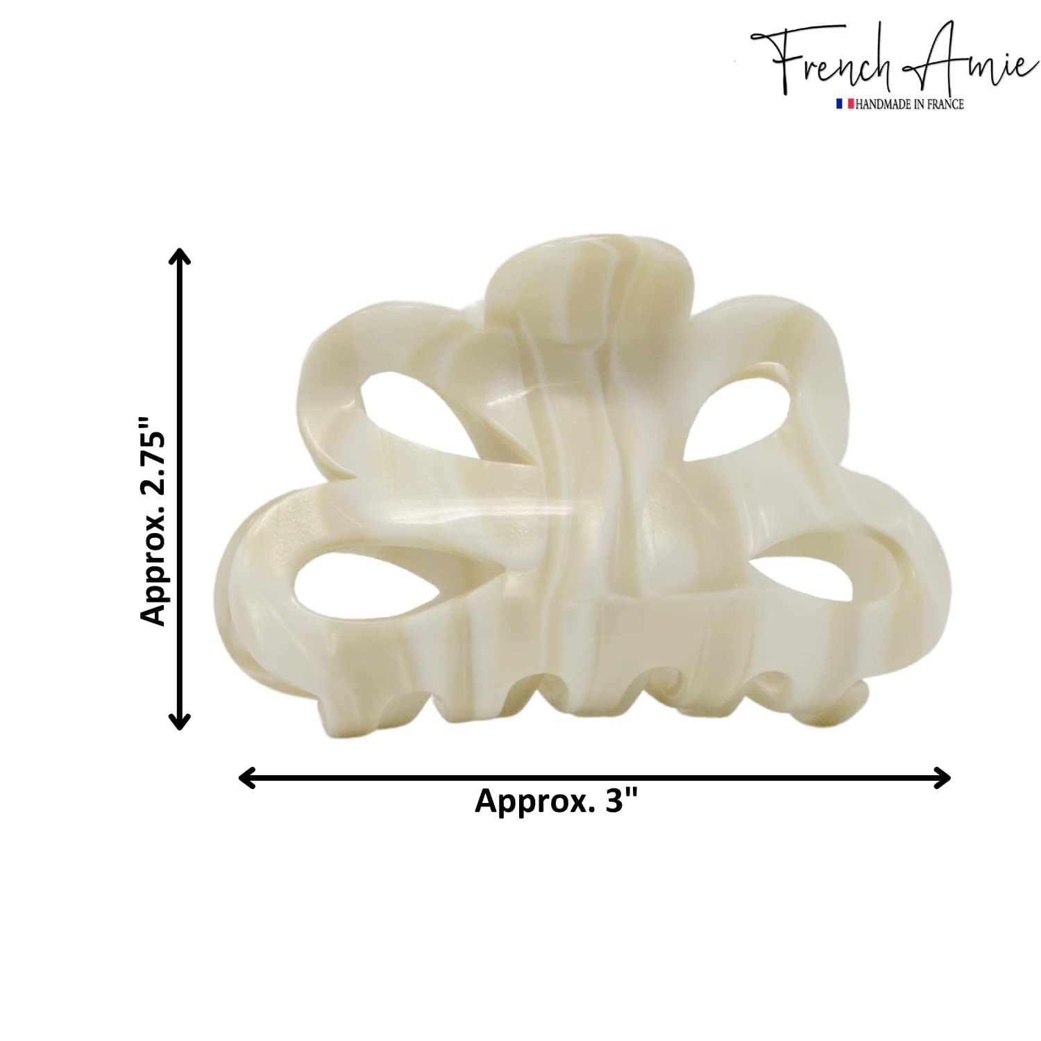 French Amie Flower Bloom 3" Handmade Cellulose No Slip Grip Hair Claw Clip