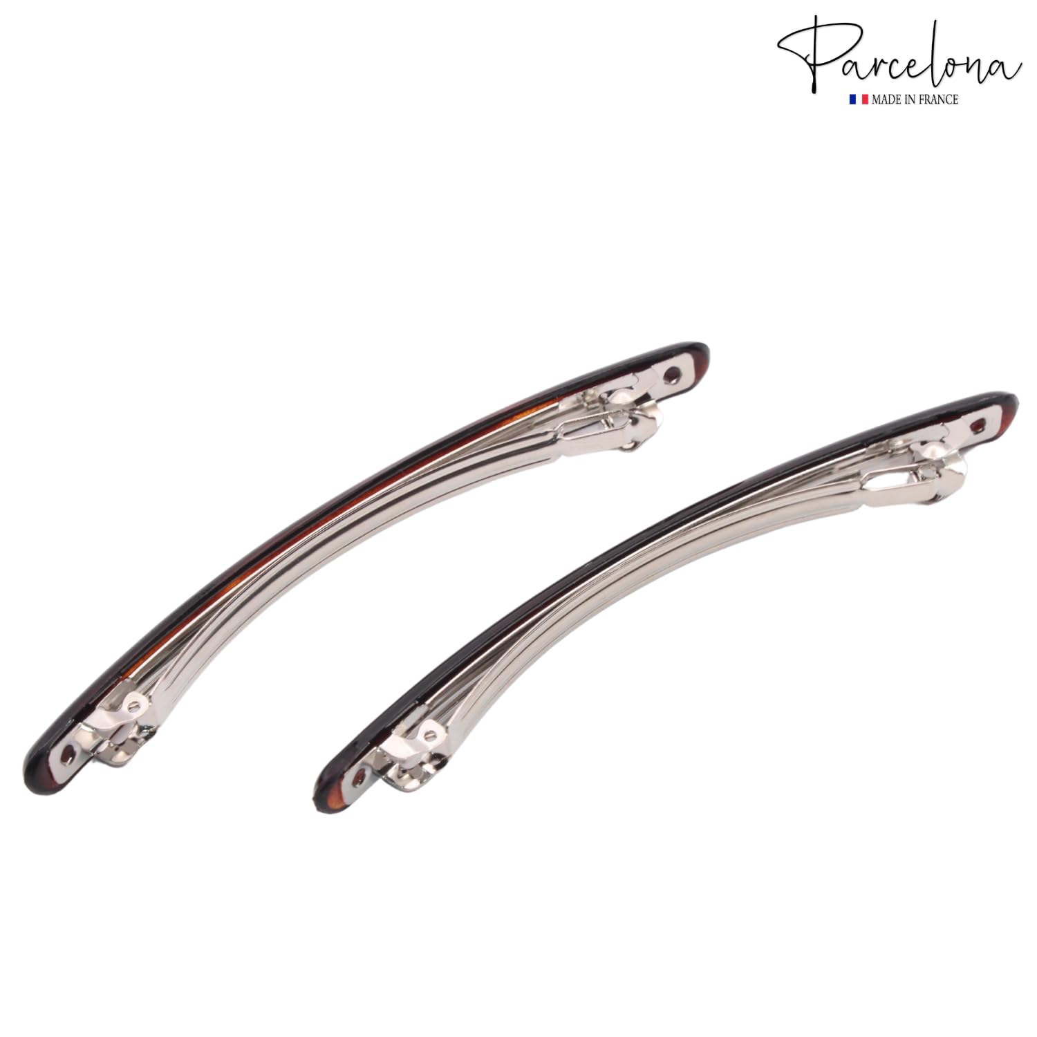 Parcelona French Skinny Rounded Large Cellulose Hair Barrettes for Women(2 Pcs)