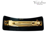 French Amie Wide Quilted Rectangular Barrette 3.5" Handmade Cellulose Acetate Hair Clip