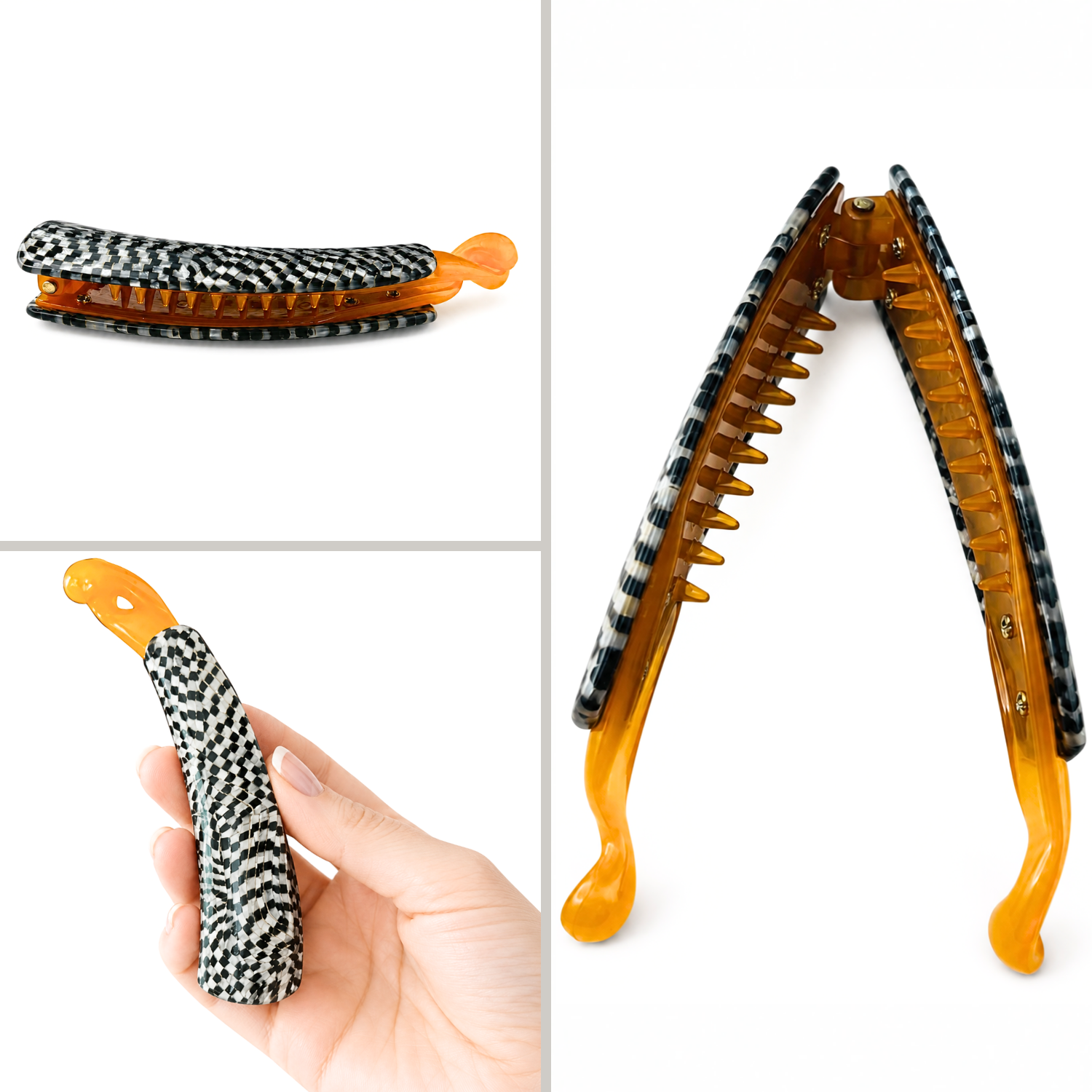 Moeni Curve Large 4 Inch Cellulose Acetate Banana Hair Clip for Women