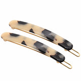 French Amie Rounded Oblong Small 2.5"Tige Boule Metal Clasp Hair Barrettes