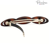 Parcelona French Scalloped Oval Barrette 4.75" Tortoise Shell Non-Slip Hair Clip Grip