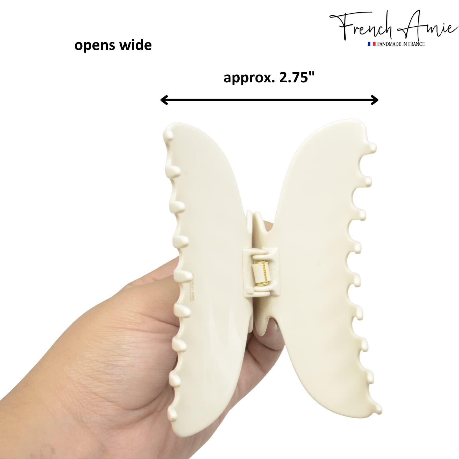 French Amie Thin Oval Large 4 1/4” Handmade Cellulose Acetate Jaw Hair Claw Women