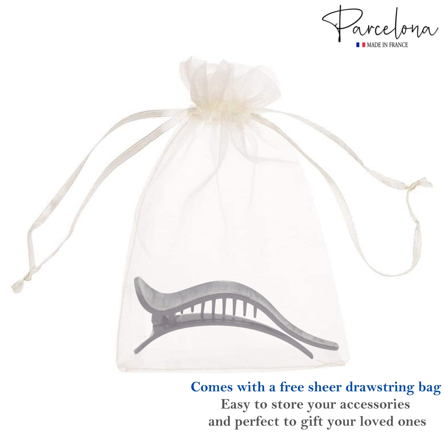 Parcelona French Brill Beak Large Cellulose Slide in Claw Clip Clamp for Women