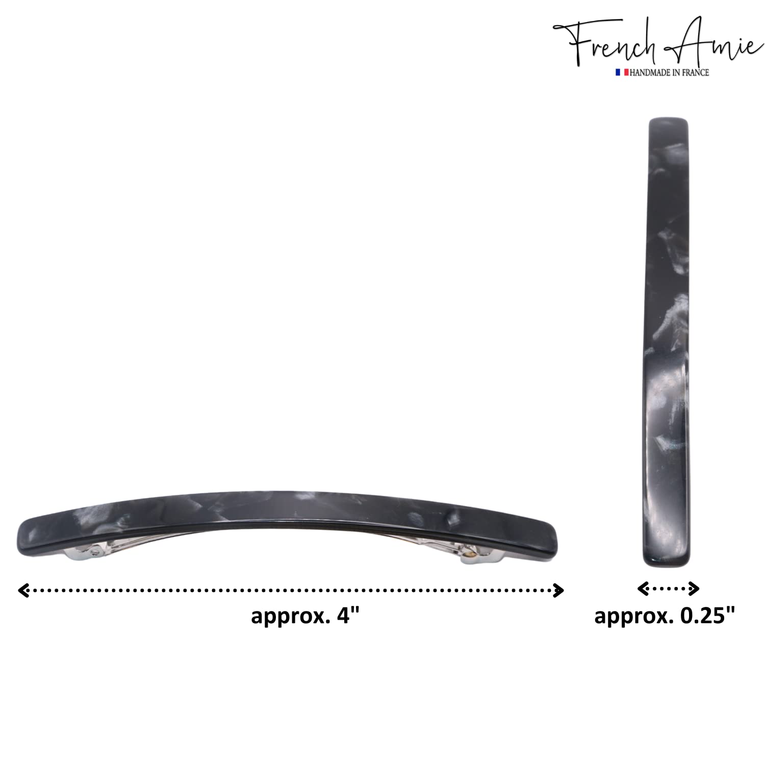 French Amie Long And Thin Large 4” Cellulose Handmade Hair Clip Barrette