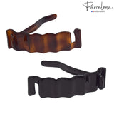 Parcelona French Crinkled Shell Small Metal Free Celluloid Hair Barrette