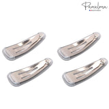 Parcelona French Mini Set of 4 Small 1.25" Celluloid Snap Hair Pins for Women