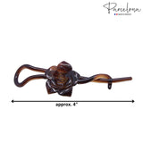 Parcelona French Rose Flower Twist N Clip Cellulose Hair Barrette for Women
