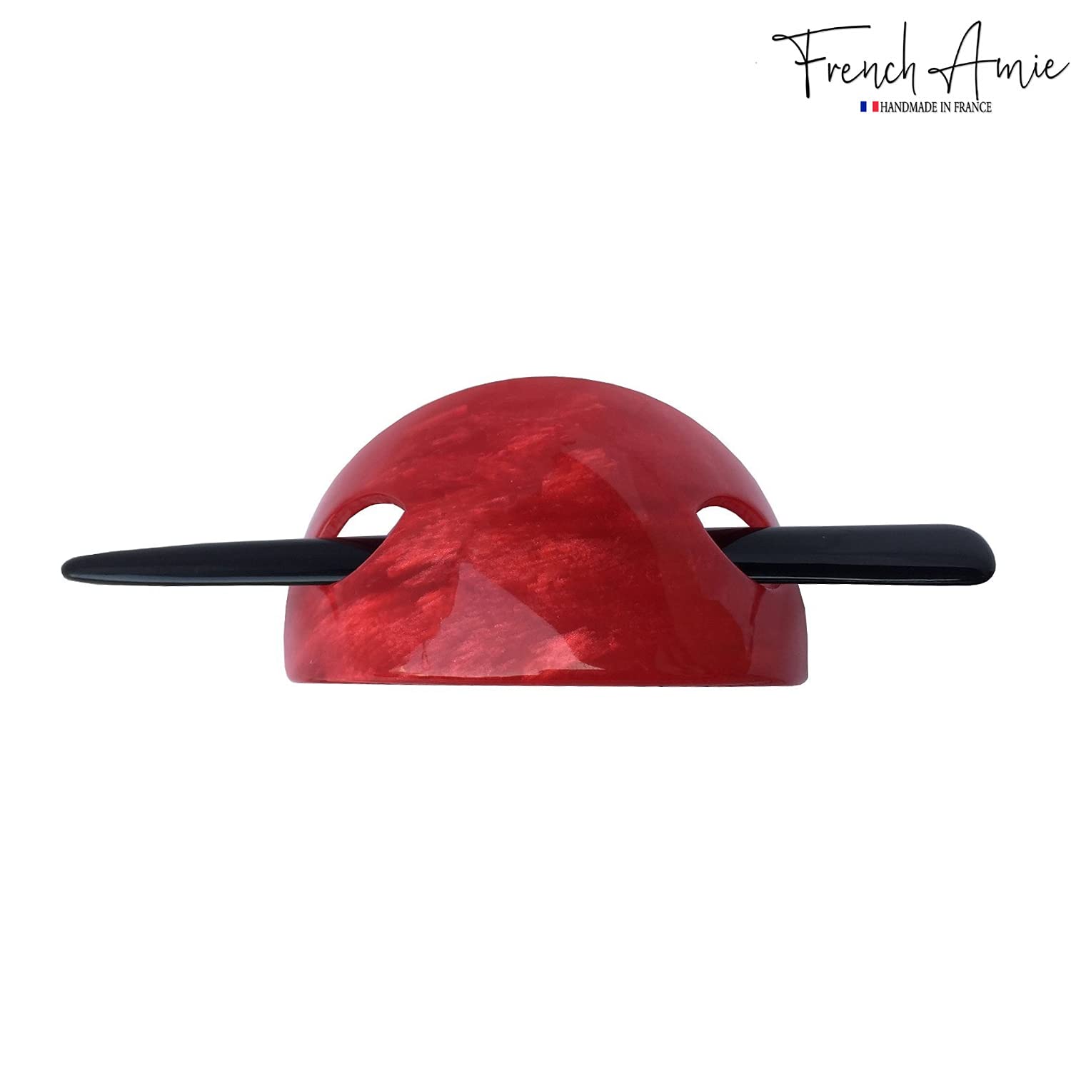 French Amie Oval Arch Handmade Celluloid Hair Bun Cover with Stick for Women