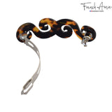 French Amie Swirls Tokyo Medium Celluloid Handmade Hair Clip with Silver Clasp