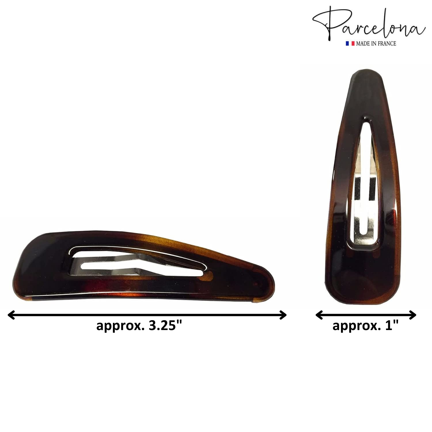 Parcelona French Clic Clac Extra Large Cellulose Snap Hair Pins for Women(2 Pcs)