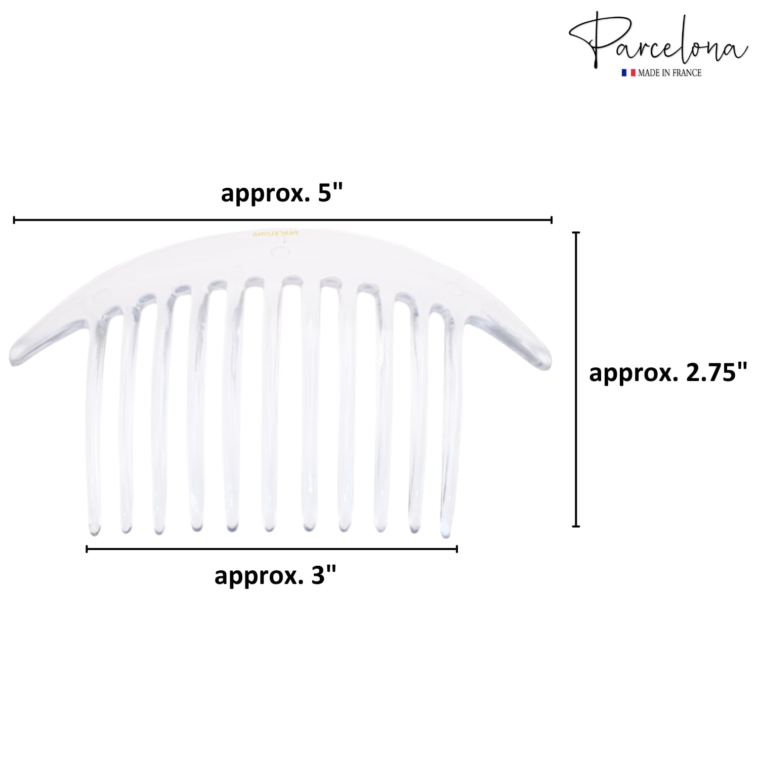Parcelona French Tapered Edge 11 Teeth Side Hair Combs for Women & Girls (2Pcs)