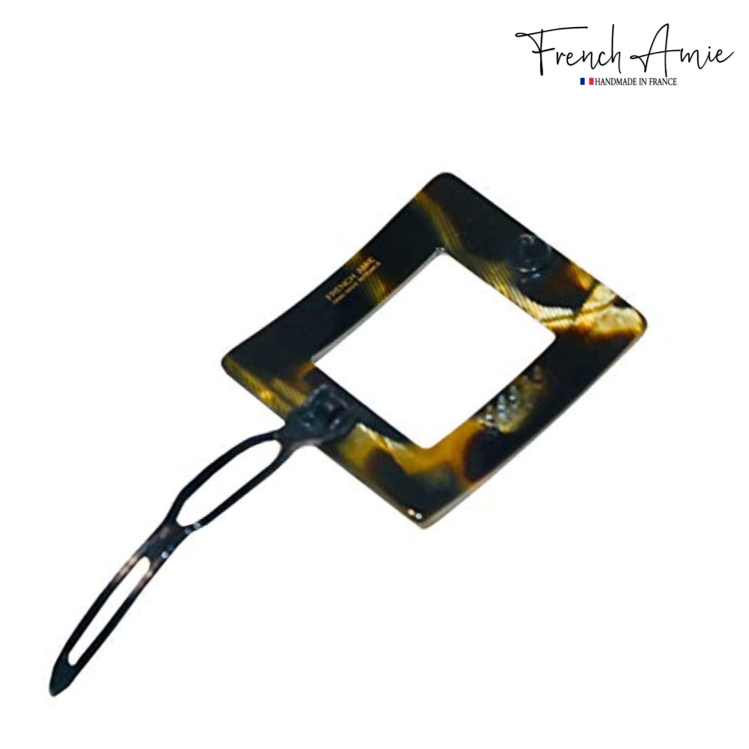 French Amie Squared Small Handmade Cellulose Metal Free Side Slide Hair Barrette