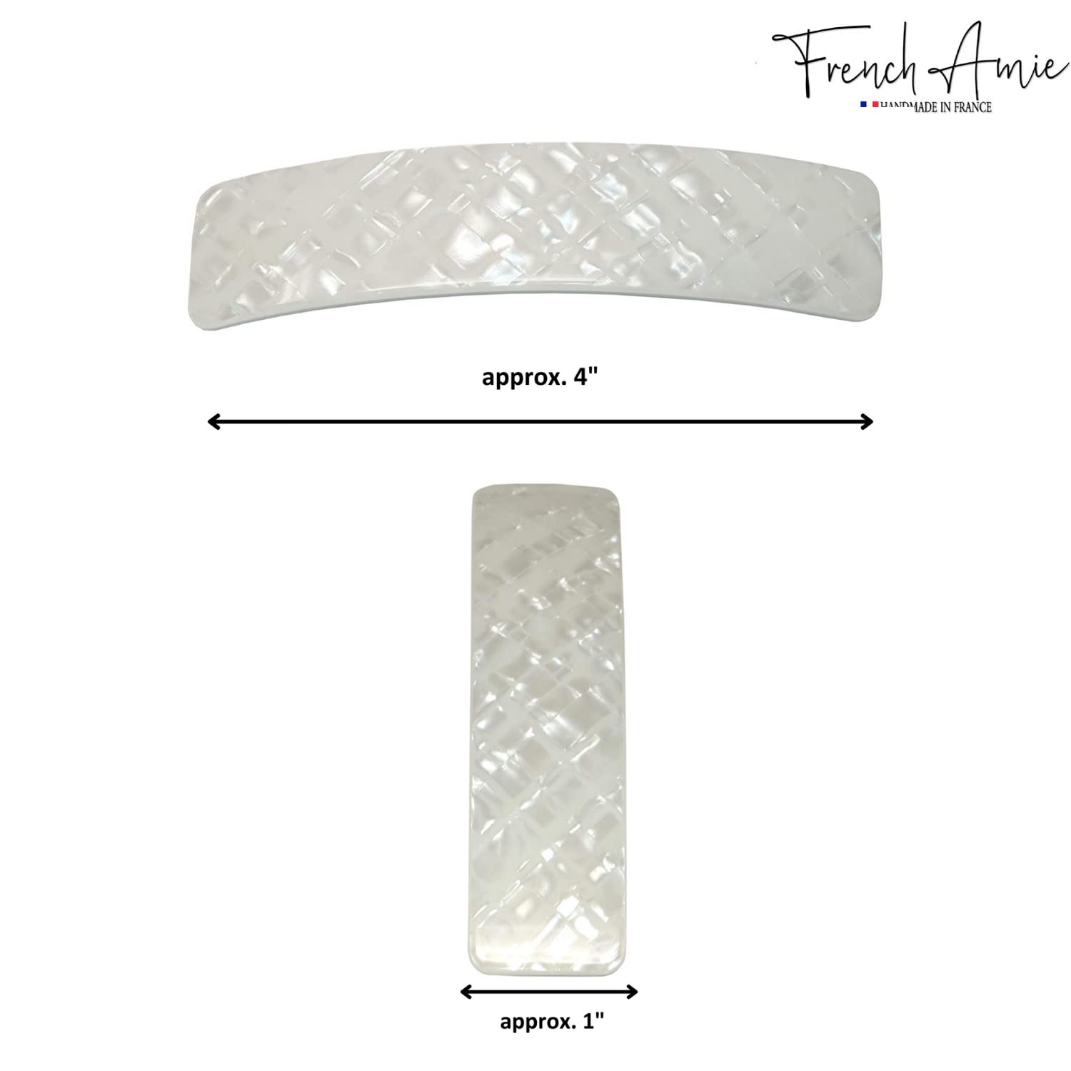 French Amie Long Rectangle Handmade Large Hair Barrette Clip for Women N Girls