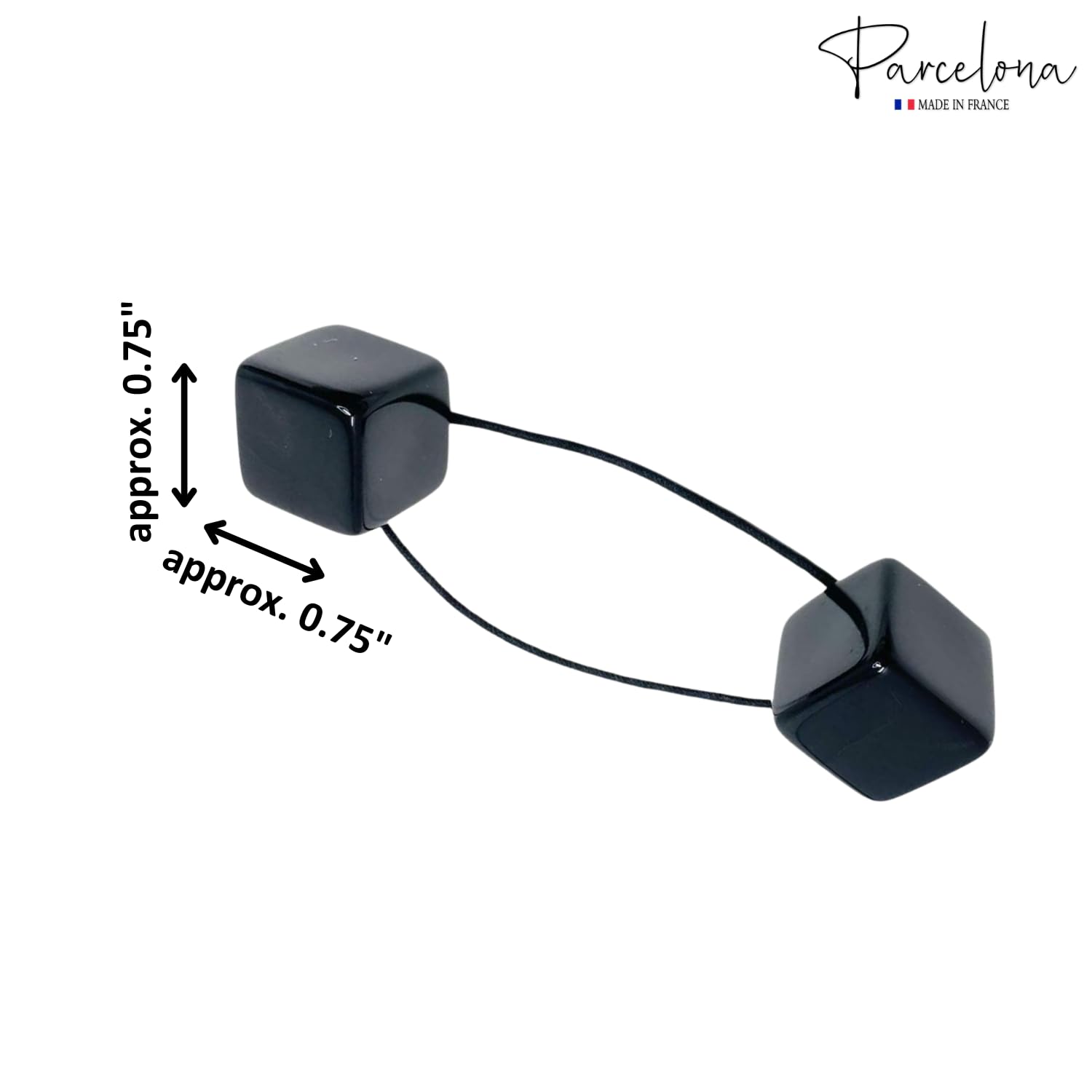 Parcelona French Twin Cube Small Cellulose Acetate Elastic Hair Ties (2 Pcs)