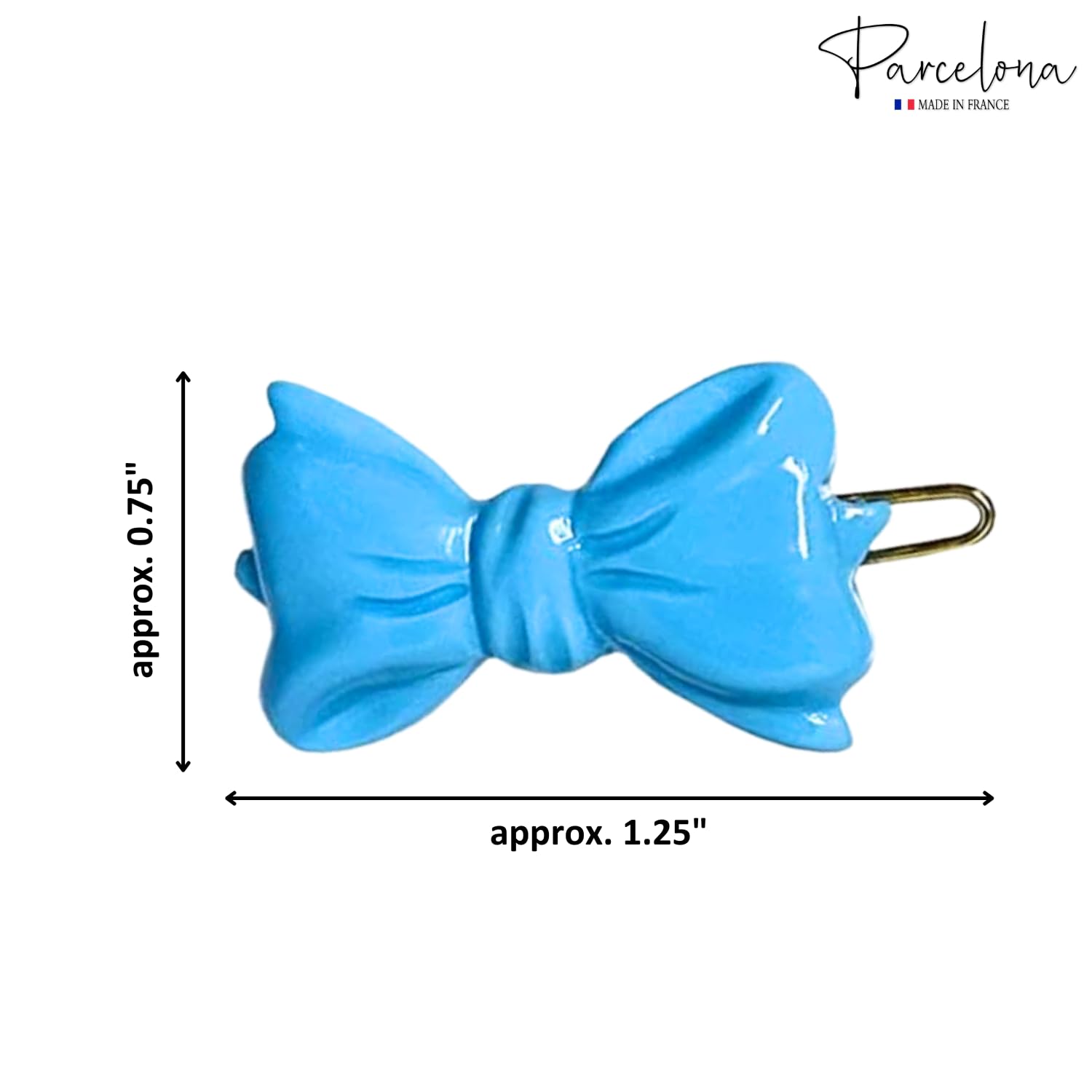Parcelona French Ribbon Bow Small Cellulose Side Hair Barrettes for Women & Girls
