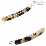 French Amie Rounded Oblong Small 2.5"Tige Boule Metal Clasp Hair Barrettes