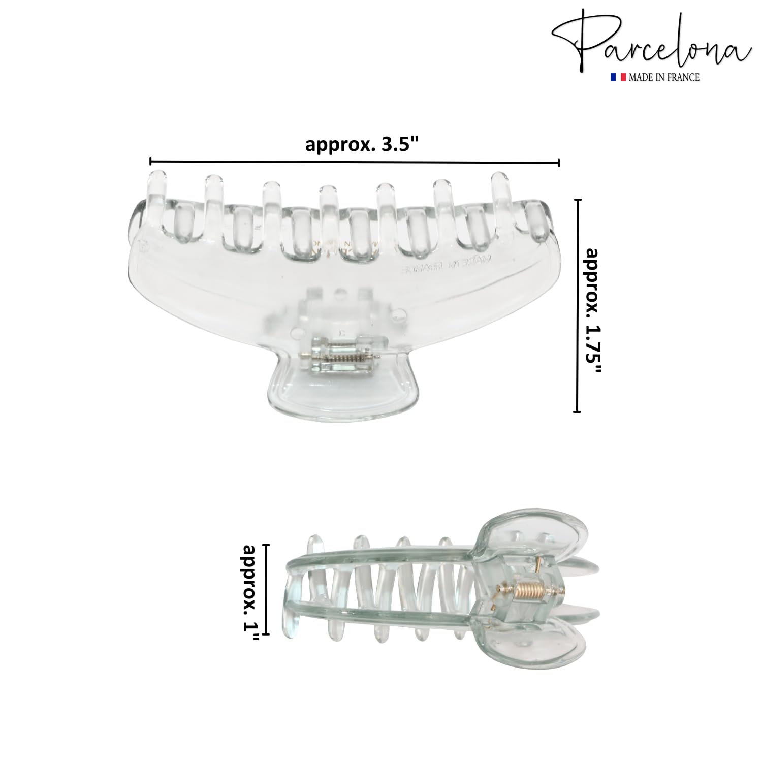 Parcelona French Basic Medium 3 1/2" Cellulose Tight Spring Hair Claw for Women