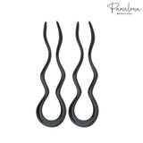 Parcelona French Black 4 Inch Large 2 Pins Wavy Crink U Shaped Hair Pin