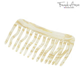 French Amie Handmade Large Tokyo and Ivory Celluloid 15 Teeth Side Hair Comb