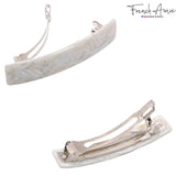 French Amie Oblong 3 1/2" Celluloid Handmade Automatic Hair Barrette for Women