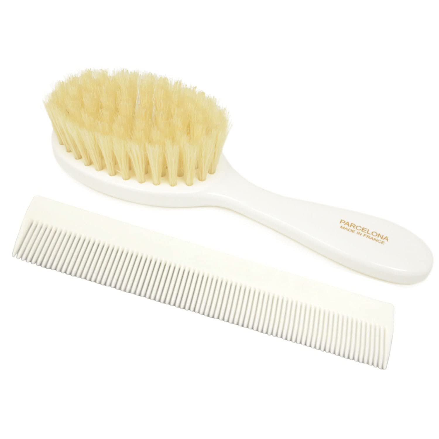 Parcelona French Grooming Combo 6” Celluloid Baby Brush and Comb for Toddlers