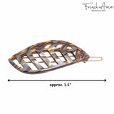 French Amie Leaf Small Tokyo & Onyx Handmade Barrette Snap on Hair Pin Clip