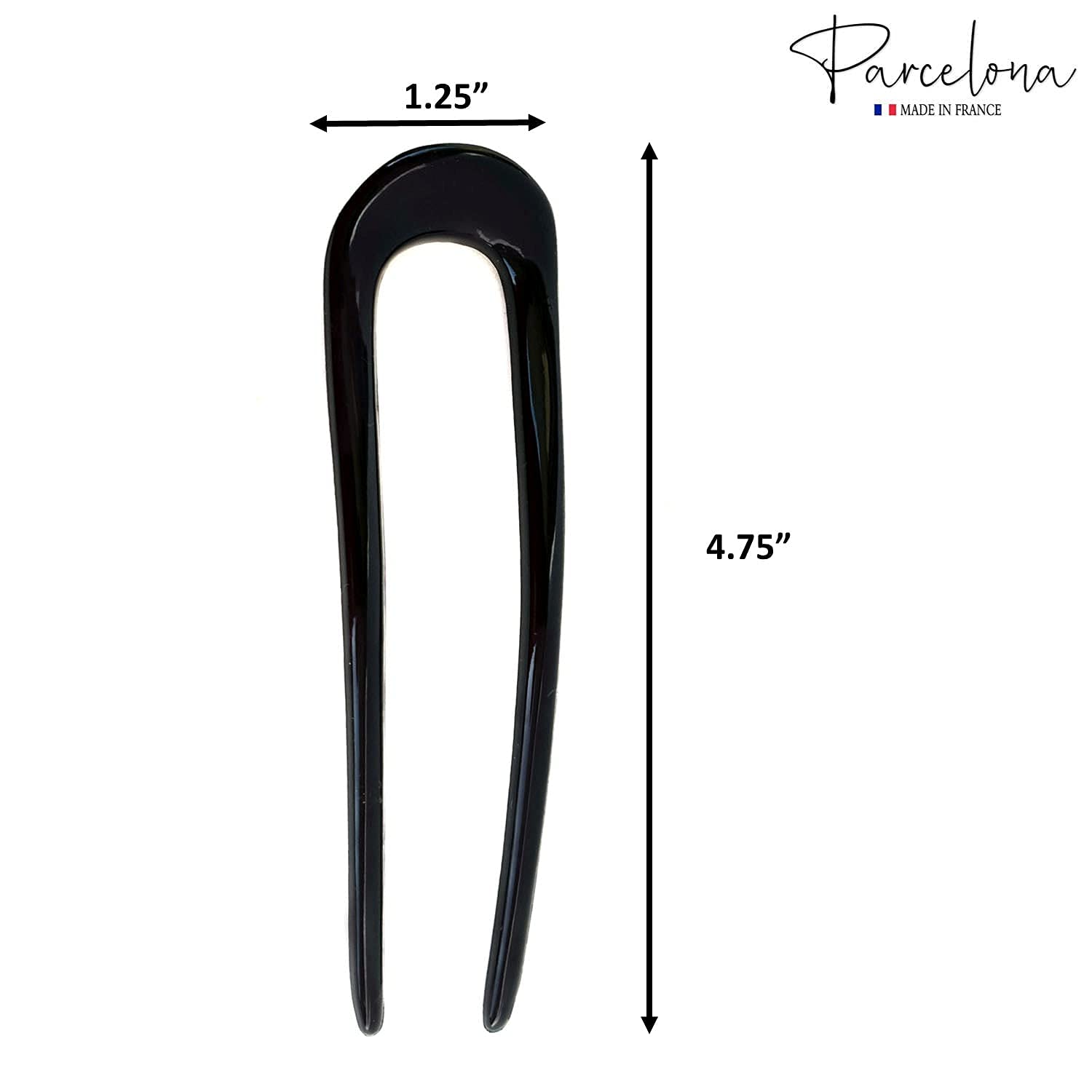 Parcelona French U Shaped Prong Large Chignon Cellulose Acetate Hair Pins 2Pcs