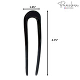 Parcelona French U Shaped Prong Black Large Set of 2 No Metal Chignon Hair Pins