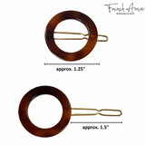French Amie Mini Circle Celluloid Handmade Hair Clips Snap on Side Slide Clip