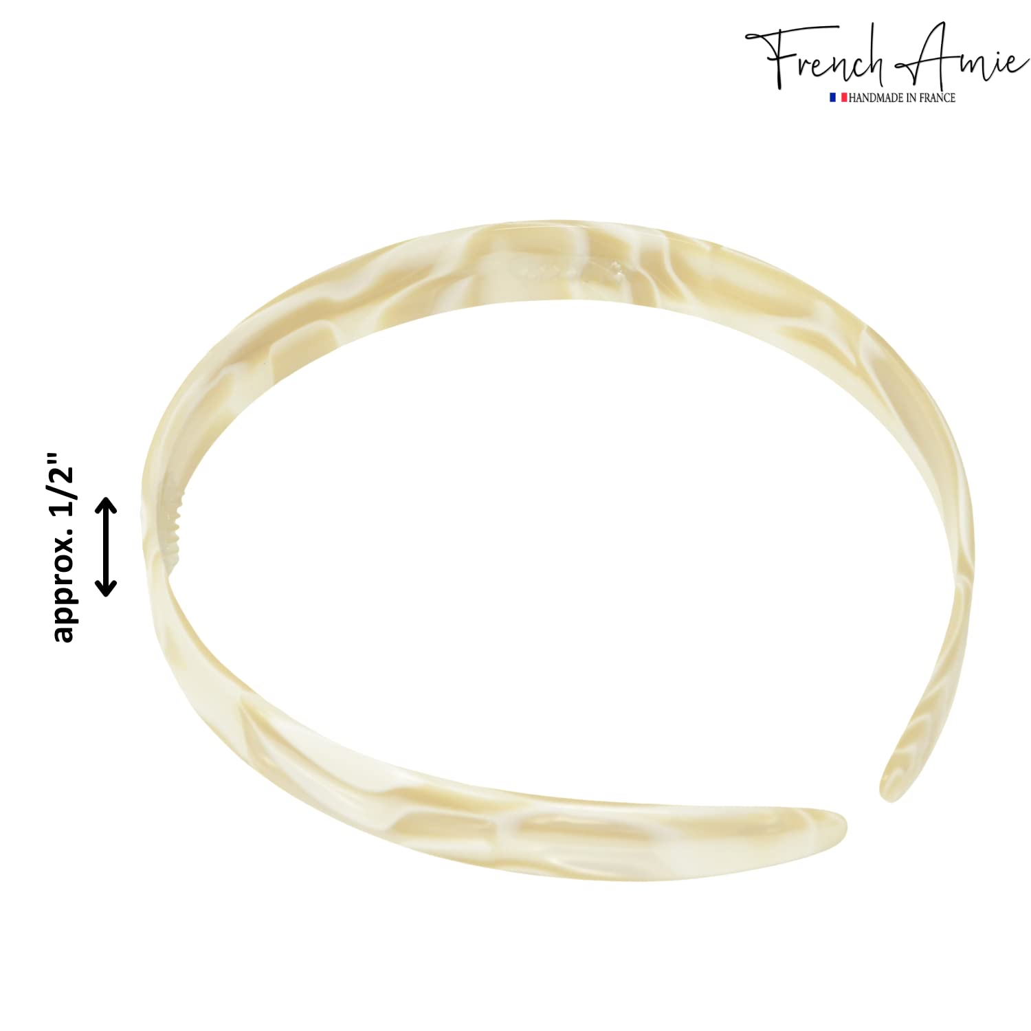 French Amie Wide Headband 1/2" Handmade Celluloid Hair Accessories Women & Girls